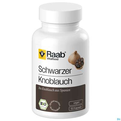 Sie sehen eine Packung Schwarzer Knoblauch Kapseln Bio Raab 50st, Produktbild: 02 Schwarzer Knoblauch Kapseln Bio Raab 50st, A-Nr.: 5870935 - 02
