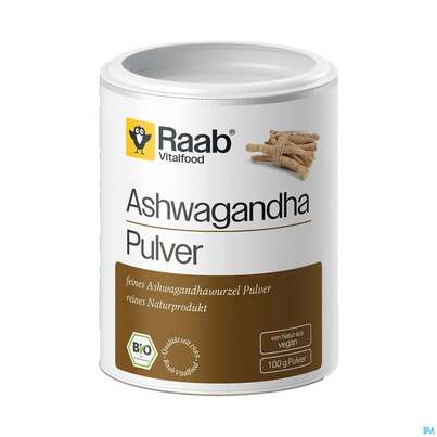 Sie sehen eine Packung Ashwagandha Pulver Bio Raab 100g, Produktbild: 02 Ashwagandha Pulver Bio Raab 100g, A-Nr.: 5871018 - 02
