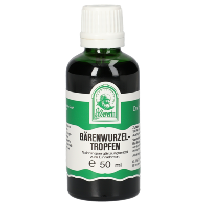 Sie sehen eine Packung BAERENWURZEL TROPFEN 50 ML, Produktbild: 01 BAERENWURZEL TROPFEN 50 ML, A-Nr.: 4448536 - 01