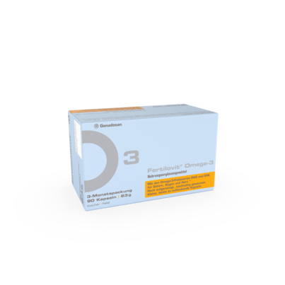 Sie sehen eine Packung Fertilovit Omega 3, Produktbild: 01 Fertilovit Omega 3, A-Nr.: 4860685 - 01