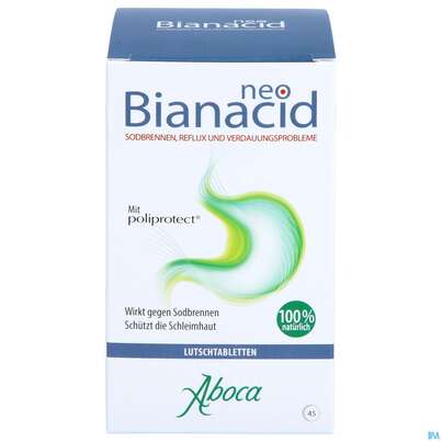 Sie sehen eine Packung Aboca Neobianacid Tabl Uebersaeuerung +reflux Ab 6 Jahren 45st, Produktbild: 02 Aboca Neobianacid Tabl Uebersaeuerung +reflux Ab 6 Jahren 45st, A-Nr.: 5571948 - 02