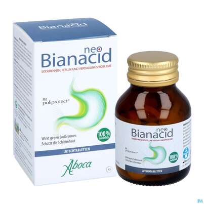 Sie sehen eine Packung Aboca Neobianacid Tabl Uebersaeuerung +reflux Ab 6 Jahren 45st, Produktbild: 08 Aboca Neobianacid Tabl Uebersaeuerung +reflux Ab 6 Jahren 45st, A-Nr.: 5571948 - 08