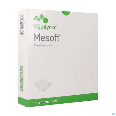 Sie sehen eine Packung Vlieskompressen Mesoft/set Steril 10x 10cm 10x2 20st, Produktbild: 04 Vlieskompressen Mesoft/set Steril 10x 10cm 10x2 20st, A-Nr.: 3322767 - 04