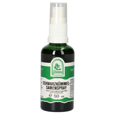 Sie sehen eine Packung SCHWARZKÜMMELSAMEN SPRAY 50 ML, Produktbild: 01 SCHWARZKÜMMELSAMEN SPRAY 50 ML, A-Nr.: 4484897 - 01