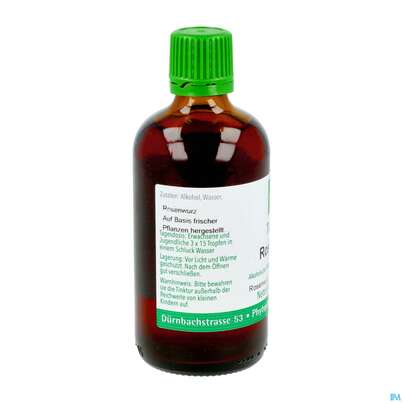 Sie sehen eine Packung Rosenwurz Tinktur Phytopharma 100ml, Produktbild: 12 Rosenwurz Tinktur Phytopharma 100ml, A-Nr.: 4434965 - 12