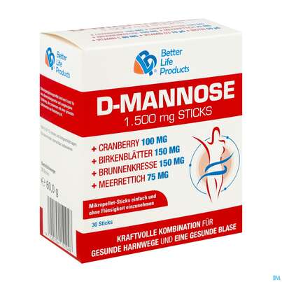 D-mannose Sticks/1500mg +cranberry +vit C+birkenblaett150mg +brunnenkresse 150mg 30st, A-Nr.: 5904829 - 02