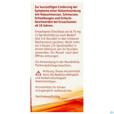 Sie sehen eine Packung Lemocin Flurbiprofen Spray Z.anw.i.d.mundhoehle Lösung 8,75mg/dosis Kirsche/minze 15ml, Produktbild: 07 Lemocin Flurbiprofen Spray Z.anw.i.d.mundhoehle Lösung 8,75mg/dosis Kirsche/minze 15ml, A-Nr.: 5531021 - 07