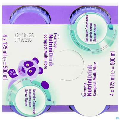 Sie sehen eine Packung Nutrini/drink Flasche Comp Multifibre 125ml Neutral 4st, Produktbild: 09 Nutrini/drink Flasche Comp Multifibre 125ml Neutral 4st, A-Nr.: 5857685 - 09