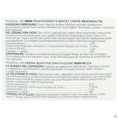 Sie sehen eine Packung Vichy Mineral 89 Creme Mit Duftstoffe Reichhaltig 50ml, Produktbild: 10 Vichy Mineral 89 Creme Mit Duftstoffe Reichhaltig 50ml, A-Nr.: 5670828 - 10
