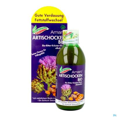 Sie sehen eine Packung Artischocken Amaro Bitterkraeuter Bio Elixier Kraeuter Fruechte Alkoholfrei 330ml, Produktbild: 12 Artischocken Amaro Bitterkraeuter Bio Elixier Kraeuter Fruechte Alkoholfrei 330ml, A-Nr.: 3823699 - 12