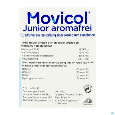 Sie sehen eine Packung Movicol Pulver 6,9g Junior Aromafrei Stick 30st, Produktbild: 03 Movicol Pulver 6,9g Junior Aromafrei Stick 30st, A-Nr.: 5525747 - 03