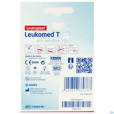 Wundverband Leukomed/t Skin Sensitive Folienverband O.auflage Steril 5x7,2 Cm 5st, A-Nr.: 5267653 - 04