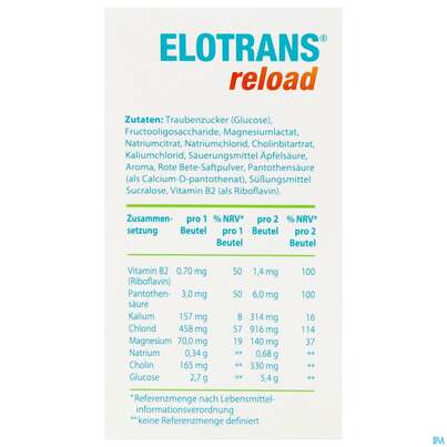 Sie sehen eine Packung Elotrans Reload Pulver Apfel-geschmack Beute 15st, Produktbild: 07 Elotrans Reload Pulver Apfel-geschmack Beute 15st, A-Nr.: 5972943 - 07