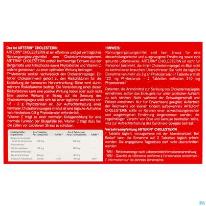 Sie sehen eine Packung Arterin Tabl Cholesterin Bergamotte/pflanzlich 50000 30st, Produktbild: 04 Arterin Tabl Cholesterin Bergamotte/pflanzlich 50000 30st, A-Nr.: 5803040 - 04