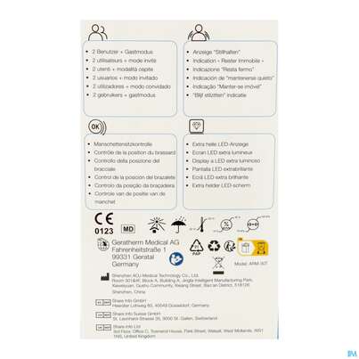 Sie sehen eine Packung Blutdruckmesser Geratherm Oberarm Vivo 1st, Produktbild: 08 Blutdruckmesser Geratherm Oberarm Vivo 1st, A-Nr.: 5887717 - 08
