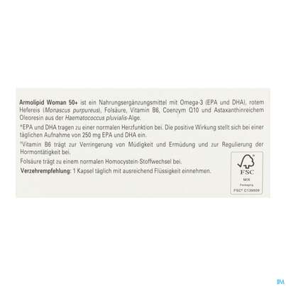 Sie sehen eine Packung Armolipid Woman 50+ Softgel Kapseln 30st, Produktbild: 08 Armolipid Woman 50+ Softgel Kapseln 30st, A-Nr.: 5975456 - 08