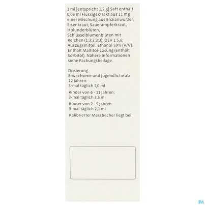 Sie sehen eine Packung Sinupret Saft Sine 100ml, Produktbild: 07 Sinupret Saft Sine 100ml, A-Nr.: 5536774 - 07