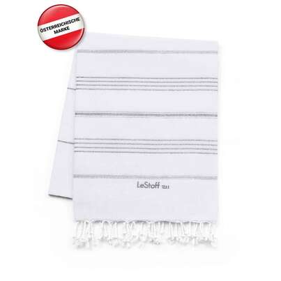 Sie sehen eine Packung LeStoff Hamamtuch White-Silver, Produktbild: 02 LeStoff Hamamtuch White-Silver, A-Nr.: 5839842 - 02