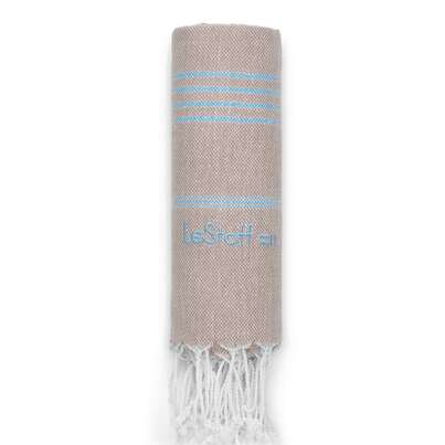 Sie sehen eine Packung LeStoff Hamamtuch Beige - Light Blue, Produktbild: 01 LeStoff Hamamtuch Beige - Light Blue, A-Nr.: 5839799 - 01
