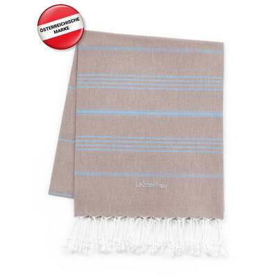 Sie sehen eine Packung LeStoff Hamamtuch Beige - Light Blue, Produktbild: 02 LeStoff Hamamtuch Beige - Light Blue, A-Nr.: 5839799 - 02