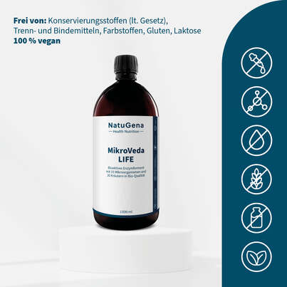 Sie sehen eine Packung NatuGena MikroVeda LIFE Flüssigkeit, Produktbild: 03 NatuGena MikroVeda LIFE Flüssigkeit, A-Nr.: 5926759 - 03