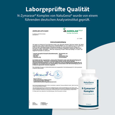 Sie sehen eine Packung NatuGena N-Zymarase® Komplex Kapseln, Produktbild: 08 NatuGena N-Zymarase® Komplex Kapseln, A-Nr.: 5901156 - 08