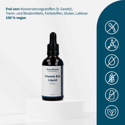 Sie sehen eine Packung NatuGena Vitamin B12 Liquid, Produktbild: 03 NatuGena Vitamin B12 Liquid, A-Nr.: 5665945 - 03