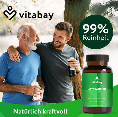 Sie sehen eine Packung Vitabay Astaxanthin 12 mg Kapseln, Produktbild: 02 Vitabay Astaxanthin 12 mg Kapseln, A-Nr.: 5878167 - 02