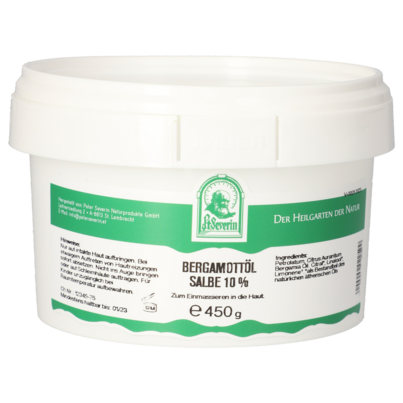 Sie sehen eine Packung BERGAMOTTOEL SALBE 10% 450 G, Produktbild: 01 BERGAMOTTOEL SALBE 10% 450 G, A-Nr.: 5801880 - 01