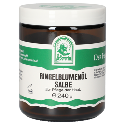 Sie sehen eine Packung RINGELBLUMENÖL SALBE PATER 240 G, Produktbild: 01 RINGELBLUMENÖL SALBE PATER 240 G, A-Nr.: 5389273 - 01