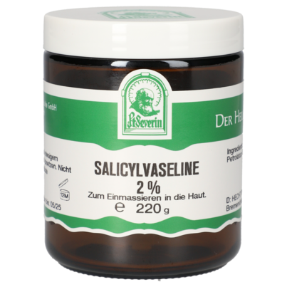 Sie sehen eine Packung SALICYLVASELINE 2% 220 G, Produktbild: 01 SALICYLVASELINE 2% 220 G, A-Nr.: 5671153 - 01