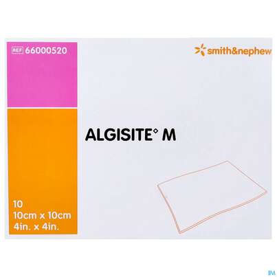 Sie sehen eine Packung Wundverband Algisite M Calciumalginat 10x 10cm 10st, Produktbild: 02 Wundverband Algisite M Calciumalginat 10x 10cm 10st, A-Nr.: 2167767 - 02