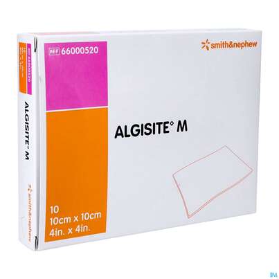 Sie sehen eine Packung Wundverband Algisite M Calciumalginat 10x 10cm 10st, Produktbild: 03 Wundverband Algisite M Calciumalginat 10x 10cm 10st, A-Nr.: 2167767 - 03
