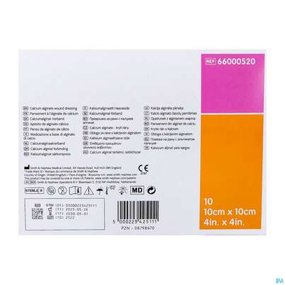 Sie sehen eine Packung Wundverband Algisite M Calciumalginat 10x 10cm 10st, Produktbild: 06 Wundverband Algisite M Calciumalginat 10x 10cm 10st, A-Nr.: 2167767 - 06