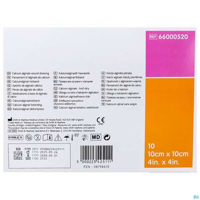 Sie sehen eine Packung Wundverband Algisite M Calciumalginat 10x 10cm 10st, Produktbild: 07 Wundverband Algisite M Calciumalginat 10x 10cm 10st, A-Nr.: 2167767 - 07