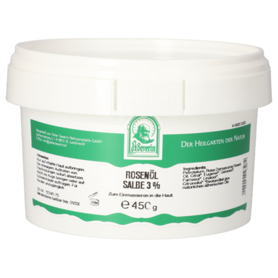 Sie sehen eine Packung ROSENÖL SALBE 450 G, Produktbild: 01 ROSENÖL SALBE 450 G, A-Nr.: 5802655 - 01
