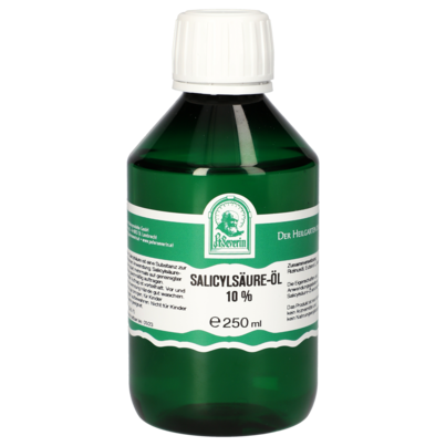 Sie sehen eine Packung SALICYLSÄURE-ÖL 10% 250 ML, Produktbild: 01 SALICYLSÄURE-ÖL 10% 250 ML, A-Nr.: 5724820 - 01