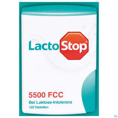 Sie sehen eine Packung Lactostop Tabl 5500 Fcc 120st, Produktbild: 02 Lactostop Tabl 5500 Fcc 120st, A-Nr.: 4630749 - 02