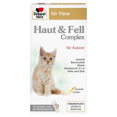 Doppelherz für Tiere Haut &amp; Fell Complex für Katzen - Cremige Licks, A-Nr.: 5678468 - 01