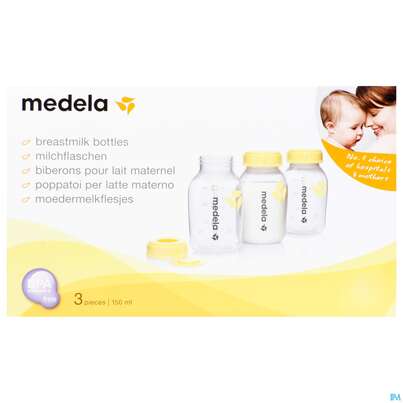 Sie sehen eine Packung Medela Milchflaschen 150ml Set 3st, Produktbild: 03 Medela Milchflaschen 150ml Set 3st, A-Nr.: 3066991 - 03