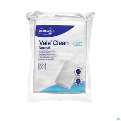 Sie sehen eine Packung Waschhandschuhe Valaclean Basic 50st, Produktbild: 03 Waschhandschuhe Valaclean Basic 50st, A-Nr.: 2369471 - 03