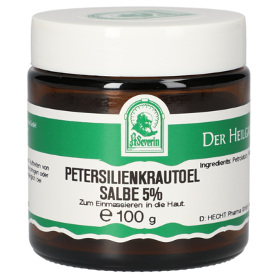Sie sehen eine Packung PETERSILIENKRAUTÖL SALBE 5% 100 G, Produktbild: 01 PETERSILIENKRAUTÖL SALBE 5% 100 G, A-Nr.: 5357988 - 01