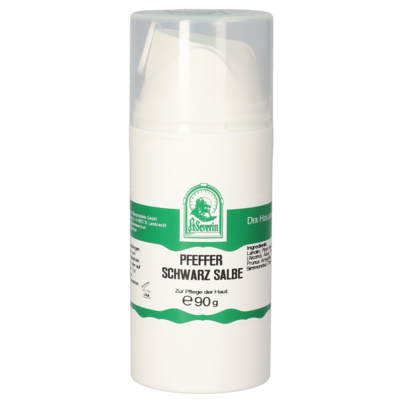 Sie sehen eine Packung PFEFFER SCHWARZ SALBE 90 G, Produktbild: 01 PFEFFER SCHWARZ SALBE 90 G, A-Nr.: 5703545 - 01