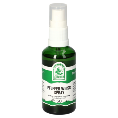 Sie sehen eine Packung PFEFFER WEISS SPRAY 50 ML, Produktbild: 01 PFEFFER WEISS SPRAY 50 ML, A-Nr.: 4933088 - 01