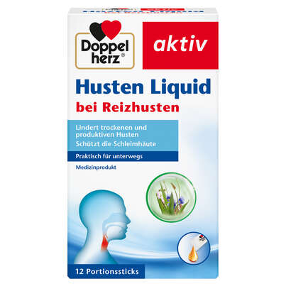 Sie sehen eine Packung Doppelherz Husten Liquid bei Reizhusten, Produktbild: 01 Doppelherz Husten Liquid bei Reizhusten, A-Nr.: 5677173 - 01