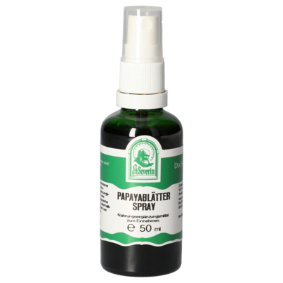 Sie sehen eine Packung PAPAYABLÄTTER SPRAY 50 ML, Produktbild: 01 PAPAYABLÄTTER SPRAY 50 ML, A-Nr.: 5832656 - 01