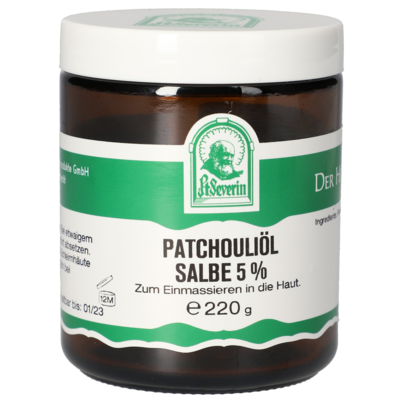 Sie sehen eine Packung PATCHOULIÖL SALBE 5% 220 G, Produktbild: 01 PATCHOULIÖL SALBE 5% 220 G, A-Nr.: 5802508 - 01