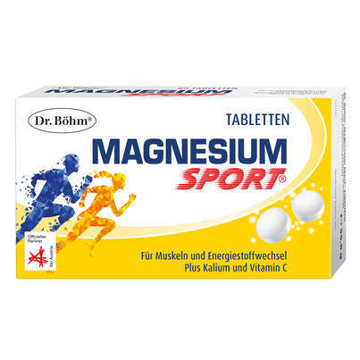 Sie sehen eine Packung Dr. Böhm Magnesium Sport Tabletten, Produktbild: 01 Dr. Böhm Magnesium Sport Tabletten, A-Nr.: 2682765 - 01
