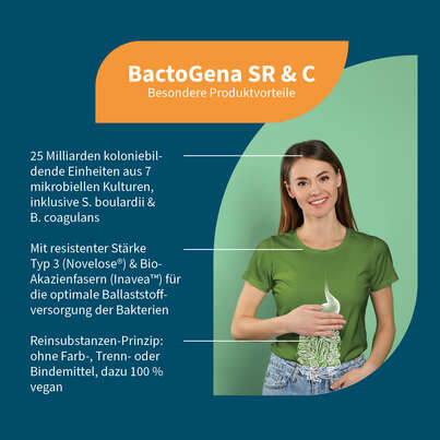 Sie sehen eine Packung NatuGena BactoGena SR & C Kapseln, Produktbild: 02 NatuGena BactoGena SR & C Kapseln, A-Nr.: 6040331 - 02
