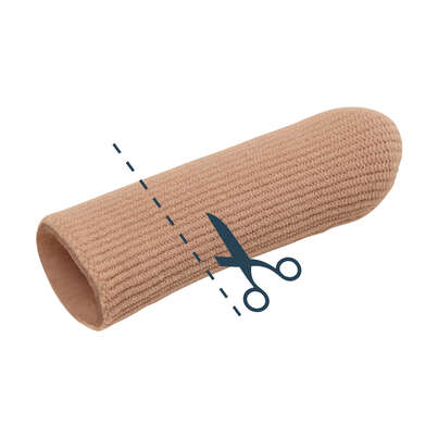 Sie sehen eine Packung Gel+ Gewebe Zehenhauben Groß 2 Stk., Produktbild: 01 Gel+ Gewebe Zehenhauben Groß 2 Stk., A-Nr.: 6121325 - 01
